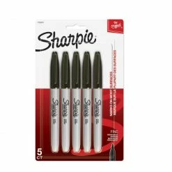 Bargainwizz Sharpie Permanent Marker Fine Point Black - 5 Count Office Supplies