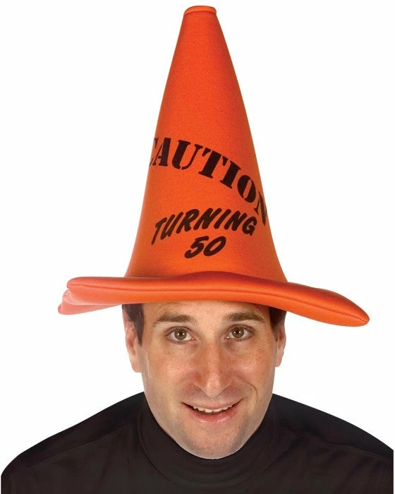 Bargainwizz Caution Turning 50 Cone Hat 1 Bargainwizz Caution Turning 50 Cone Hat