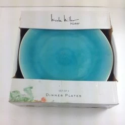 Bargainwizz Kitchen Crackled Glass Turquoise Aqua Dinnerware