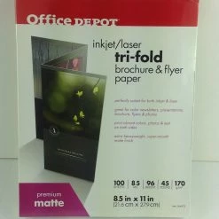 Bargainwizz Office Depot Brand Double-Sided Presentation Paper, Matte, Tri-Fold, 8 1/2In. Office Supplies